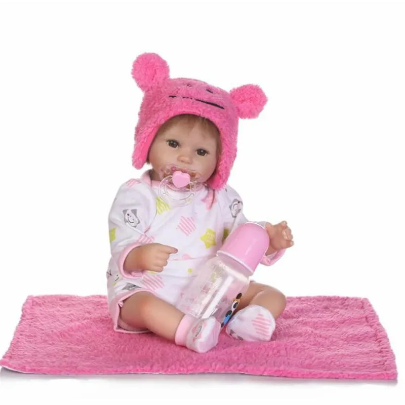 

40cm/16" Reborn Baby Girl Silicone Vinyl Doll with Magnet Pacifier Gift Play Toy Collection