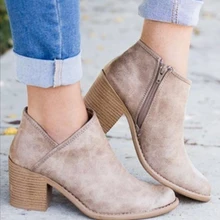 Шикарная Летняя женская обувь; ботильоны на высоком каблуке в стиле ретро; женские повседневные ботинки на среднем квадратном каблуке; Botas Mujer; Feminina; большой размер 43