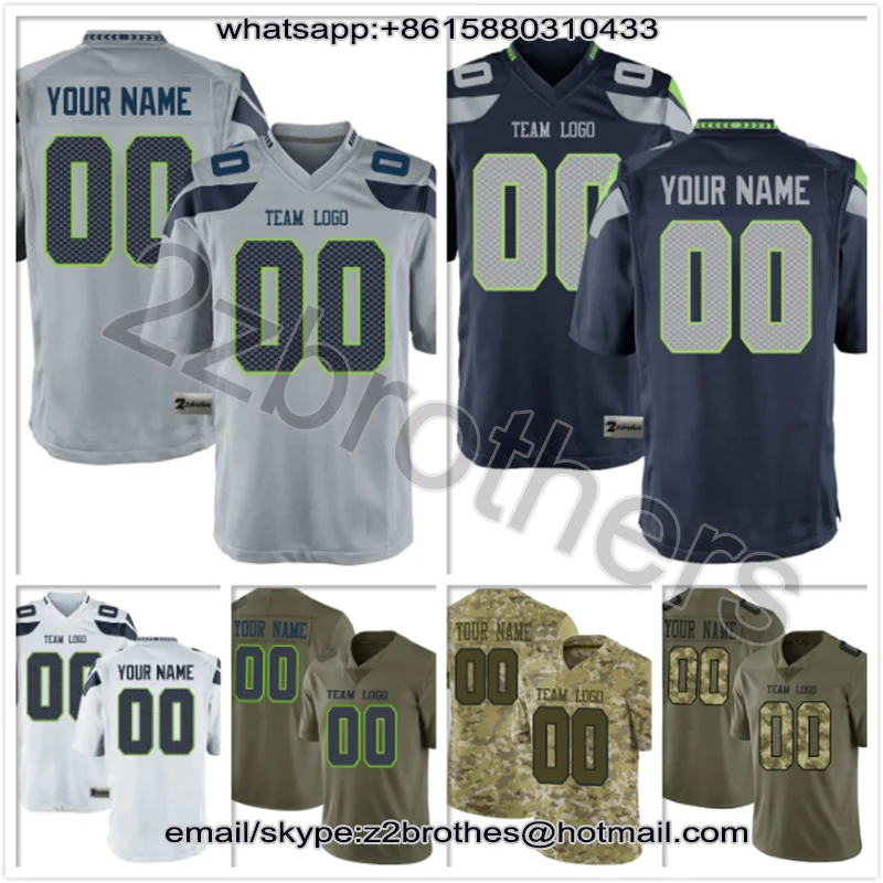 

OEM Factory Custom American Football Jerseys Design DIY Logo Stitch Embroidered Team T-Shirts Seattle Draft Men Women Youth Gray