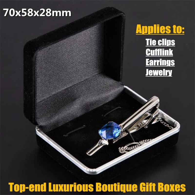 

2pcs! 70x58x28mm Top-end Flannel Luxurious Boutique Gift Boxes for Tie clips,Cufflink,Earring,Jewelry Retail Packaging&Display