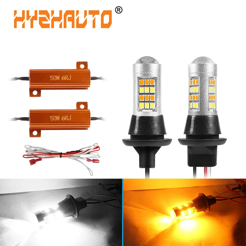 2 шт 1156 Ba15s T20 LED двойной Цвет P21w W21W Py21w LED Canbus лампочки с декодер Авто отложным воротником сигнальная лампа DRL Нет Ошибка