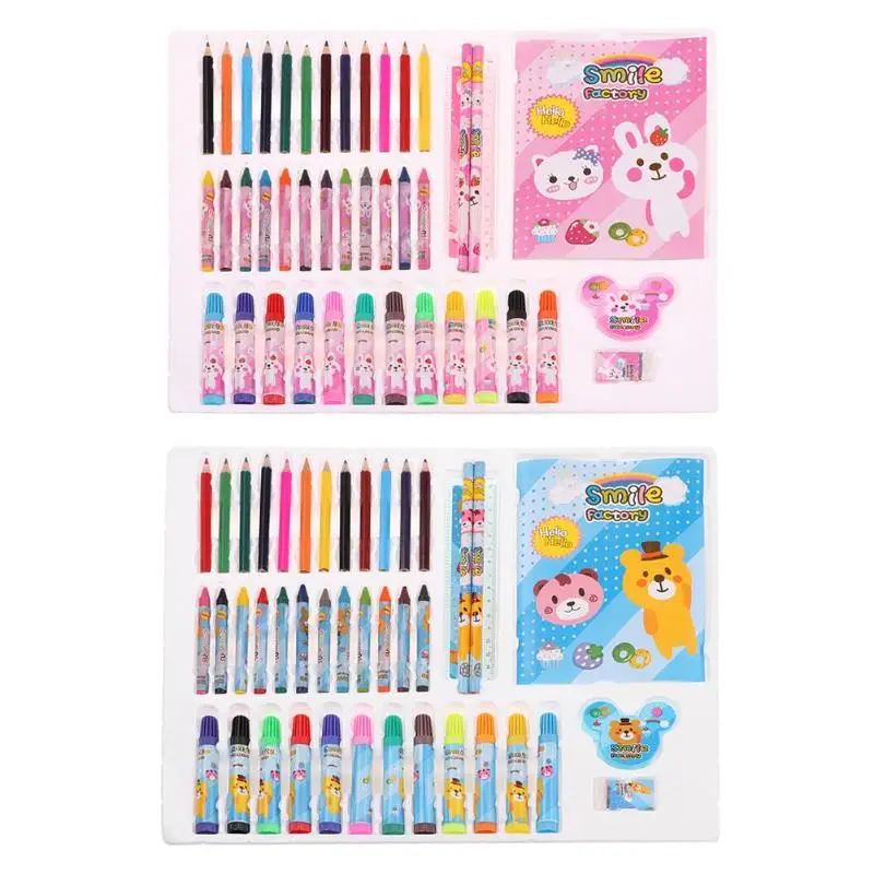 Милые акварельные ручки Мелки цветные карандаши Маркер Набор для рисования инструменты ластик граффити фломастеры подарки для детей набор