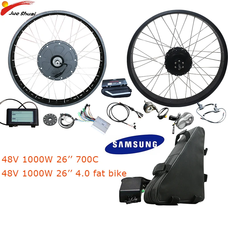 

48V 1000W Electric Bike Conversion Kit Samsung 48V 20ah Rear Motor Wheel 26" 4.0 Fat Tire Bicycle Electric Complete Ebike Kit