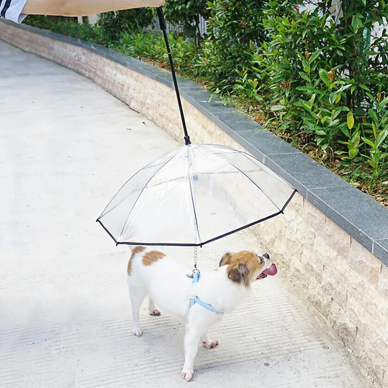 Съемный прозрачный домашние животные собака зонтик дождь ходить буксировочный трос собака ведет Водонепроницаемый Pet плащ дождь Шестерни Защита подходит