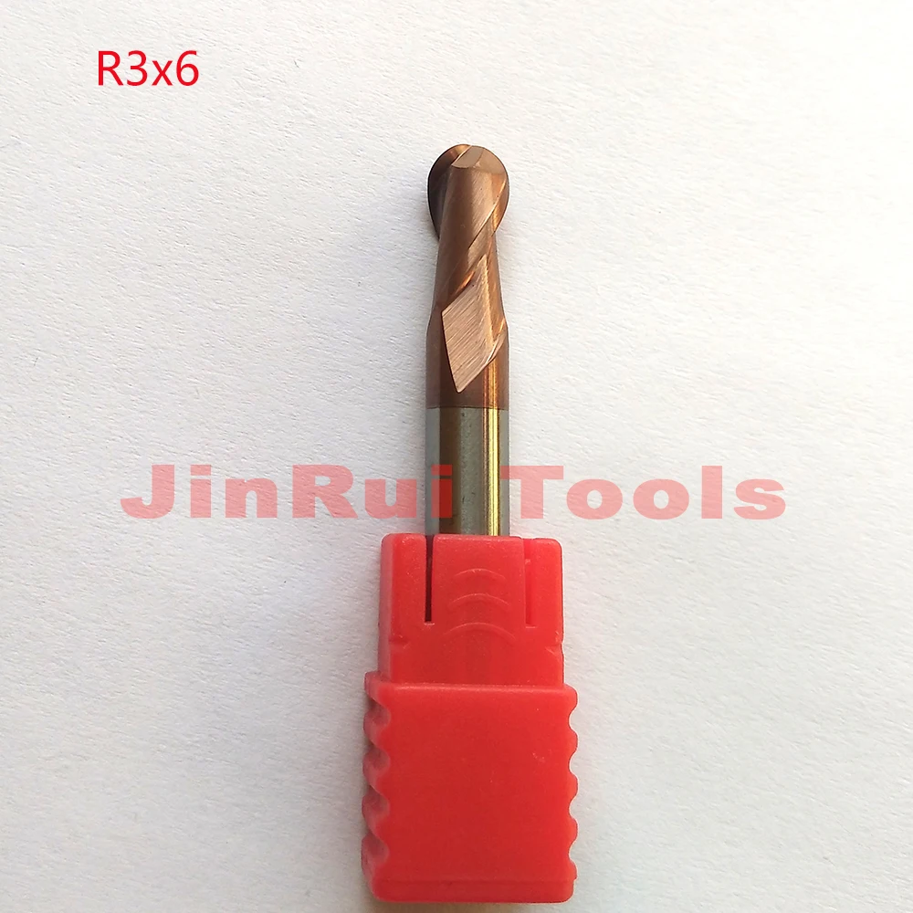 

1pc R3xD6 6mm HRC55 2 Flutes Solide Carbide Ball nose End Mills For CNC router bit Milling Tools knife