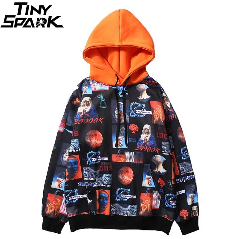 Hip Hop Men Hoodie Sweatshirt Virgin Mary Creative Full