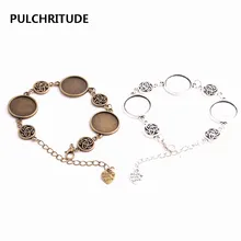 PULCHRITUDE 3 шт./лот металлической цепью Кабошон базы Fit Круглый 18 мм ручной работы сердца Шарм браслет ювелирные изделия Diy C1002
