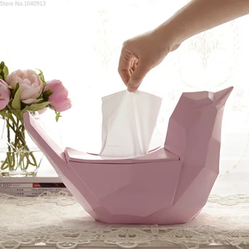 

Nordic Creative Tissue Box Birds Cover Desktop Paper Storage Box Geometric Ornaments Napkin Holder Box Table Decoration LZM082