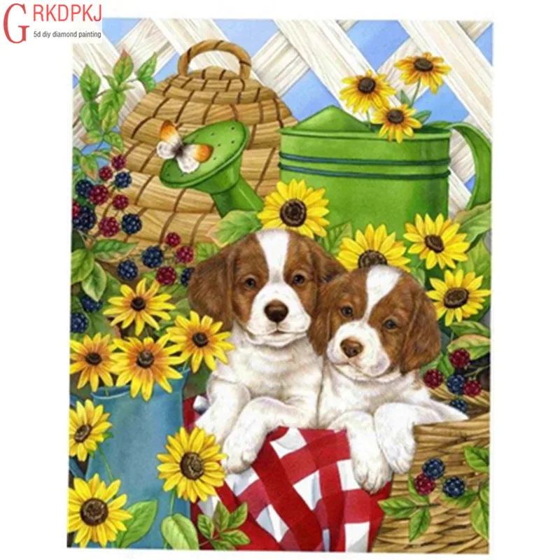 5D DIY Diamond Painting Full Square Round Embroidery Inlay Art Fashion Crafts Gift Party Home Decoration Flower Kettle Pet Dog | Дом и сад