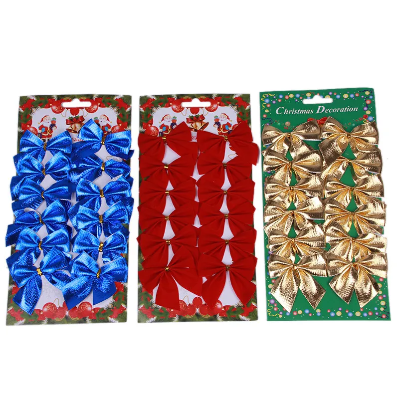 

New Christmas Bows 12 Pc /pack Christmas Tree Bow Decoration Baubles Xmas Wedding Party Garden Ornament New Year Decorations