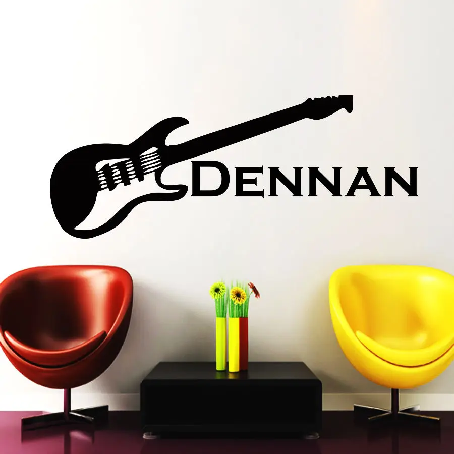 Guitar Wall Decals Personalized Decal Name Vinyl Stickers Music Decor