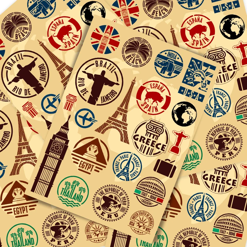 

20Pcs Retro suitcase stickers personalized tide brand net red suitcase skateboard stickers