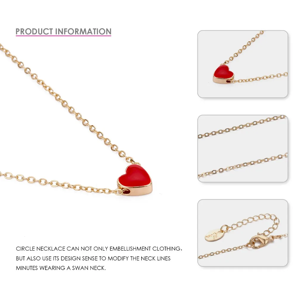 e-Manco Red Heart Necklace for Women New Arrival Romantic Statement Necklaces Enamel Fashion Jewelry Women Accessories