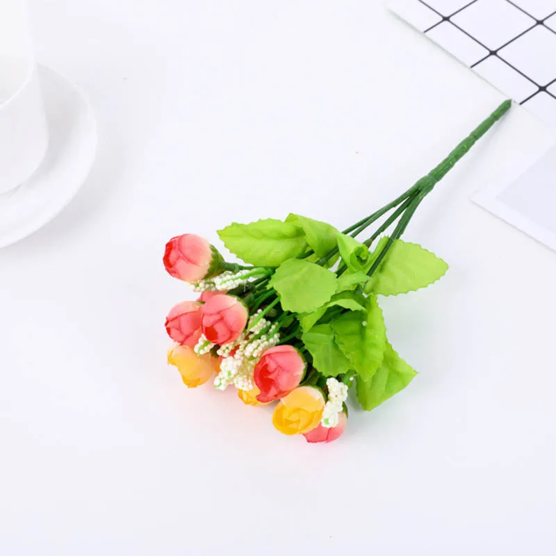 Rose artificial flower 15 head rose bouquet fake flower wholesale wedding hand bouquet home decoration 6