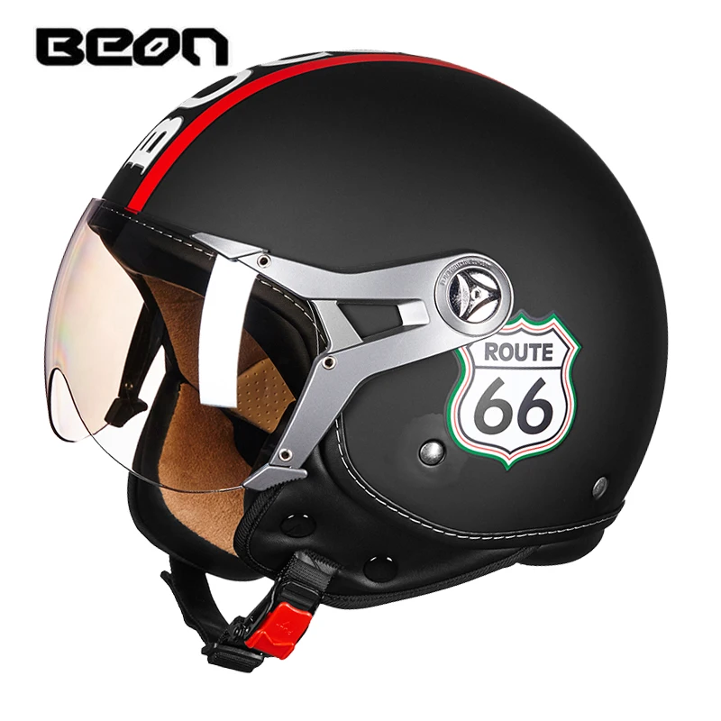 Beon мотоцикл ретро Винтаж 3/4 лицо шлемы capacete мотоцикл точка ECE половина шлемы B-110B - Цвет: Matte black 66