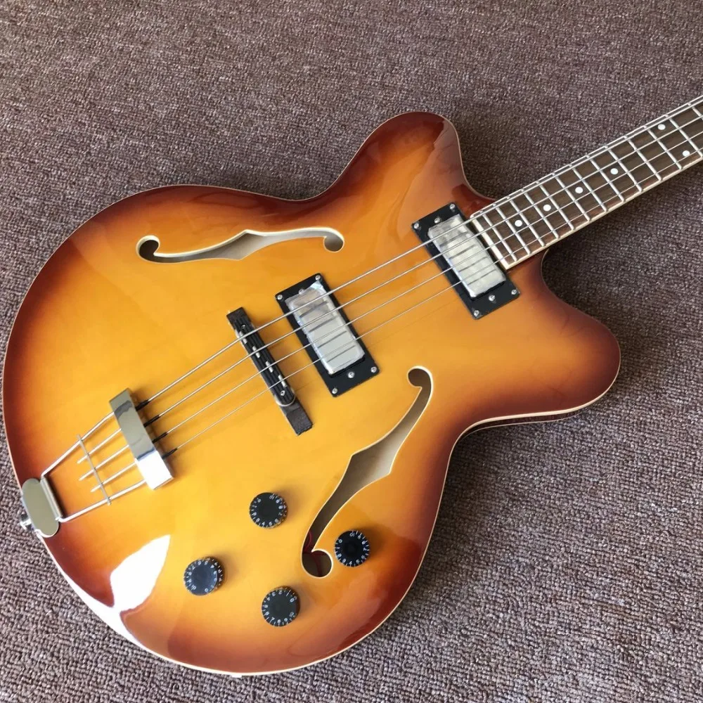 hollow body JAZZ electric Bass guitar maple top Jazz bass guitar