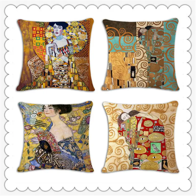 

Painting Decorative Pillow Covers For Couch Abstract Hand Painted Linens Cotton Cushion Cover Cojines Decorativos Vintage e1293