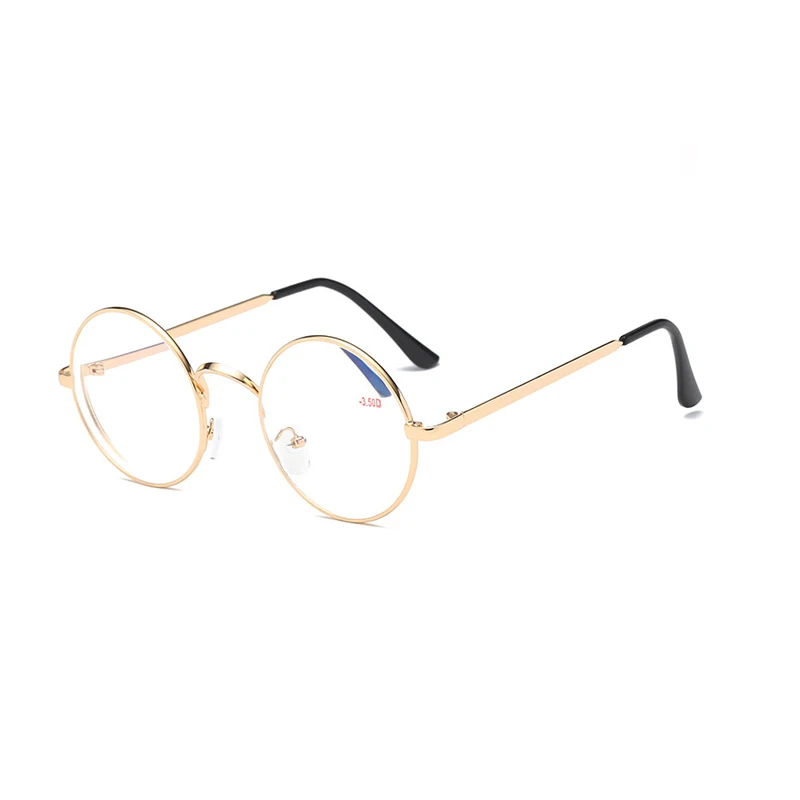 Zilead ретро круглые металлические очки для близорукости женские и мужские короткие прозрачные очки с градусом-1,0-1,5-2,0-2,5-3,0-3,5-4,0 - Цвет оправы: gold myopia 3.0