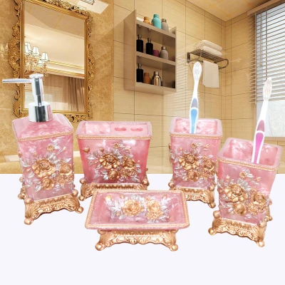 Resin Bathroom Set Five Piece Style Retro American Luxury Set Five Piece Bathroom Style Retro