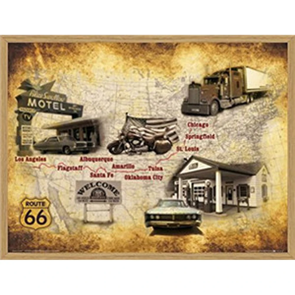 

Route 66 Vintage Metal Plate Tin Signs Wall Poster Decals Plate Painting Bar Club Pub Home Decor Wall 1001(478)