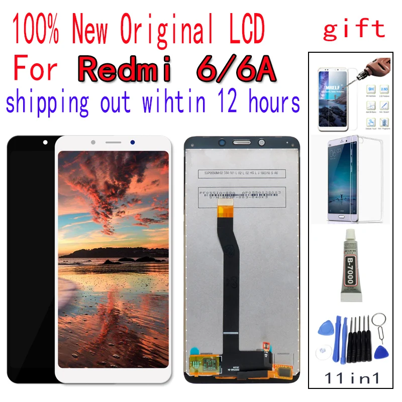 

Original xiaomi Redmi 6 6A LCD Touch Screen digitizer 6 6A LCD display with frame LCD Protective film soft case