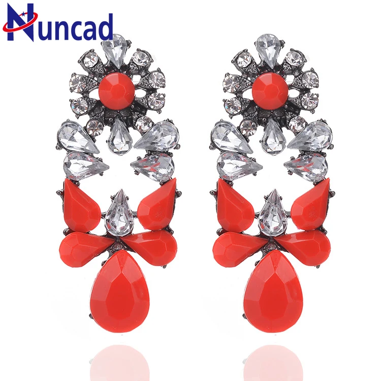

2017 Colorful Ethnic Bohemian Chandelier Hanging Drops Long Crystal Earrings for Women Dangle Earring Jewelry 4 Colors