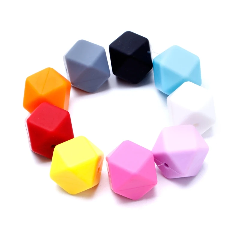 5Pcs Silicone Hexagon Teething Beads Nursing font b Baby b font Teether Necklace Making DIY
