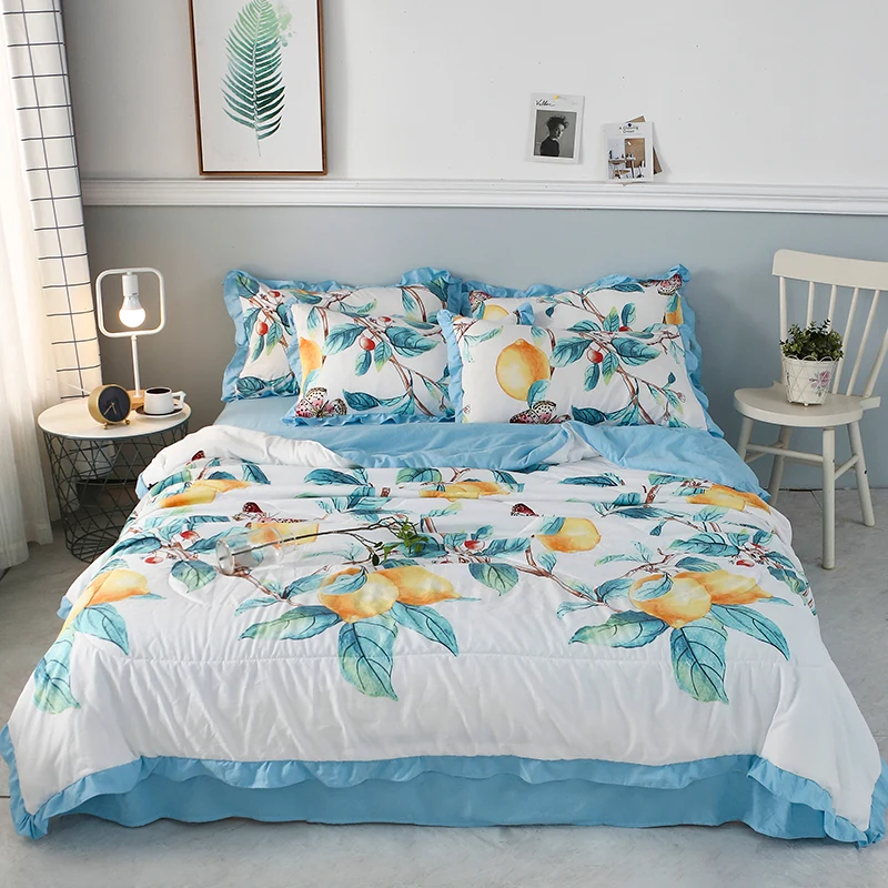 

Leaves, Flowers Quilt Botanical printed Comforter Queen size 4Pcs Bedding set Bed sheet set Pillowcases Ultra Soft Comfortable