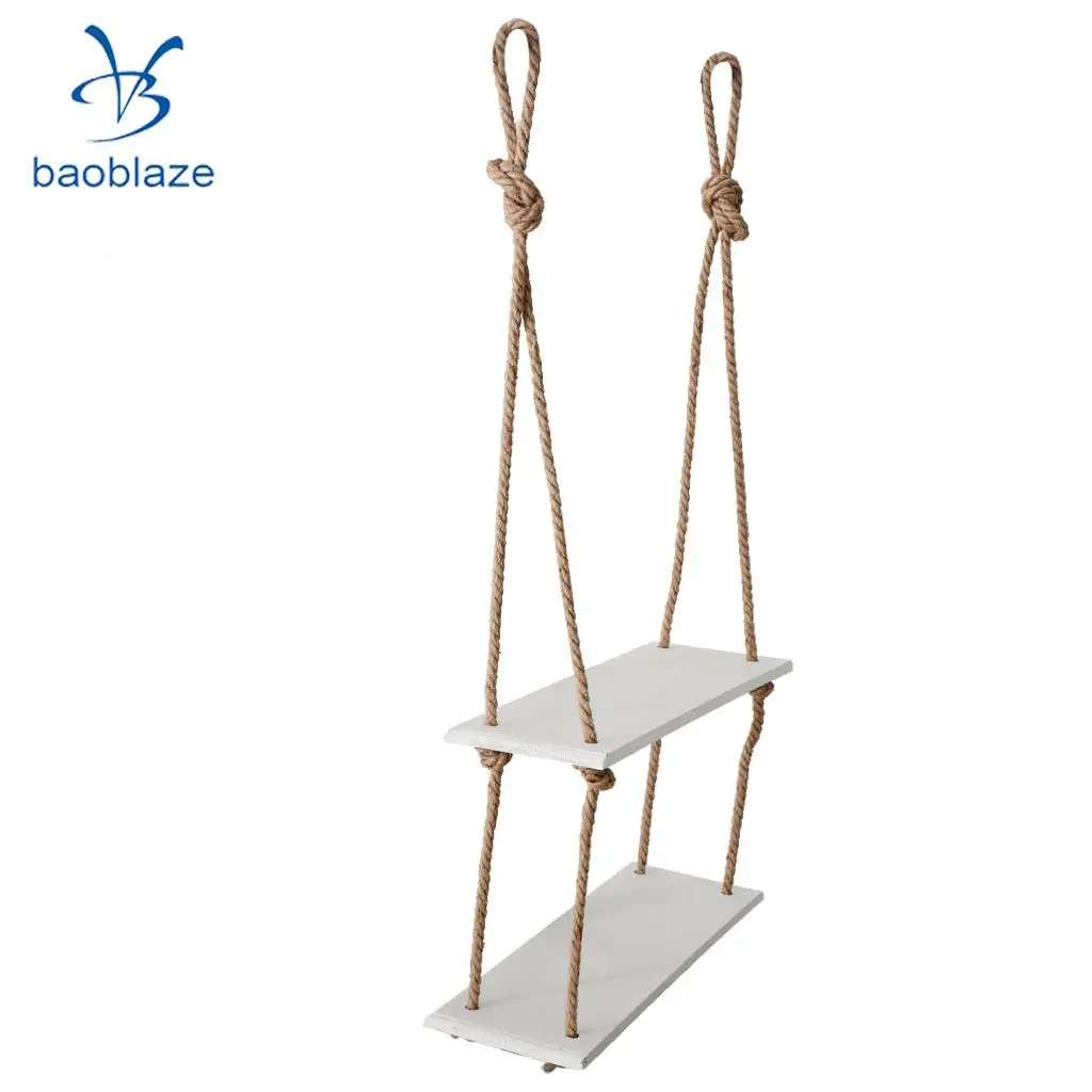 2 Layer Wall Hanging Wooden Shelves Floating Wall Shelf Home Decor