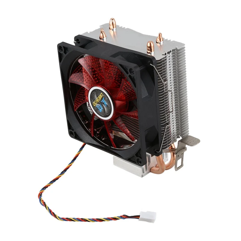Lanshuo чистая медь 2 тепловая труба для 1366 1155 775 Intel/Amd Многоплатформенный процессор радиатор 4 провода со светом один вентиляторы