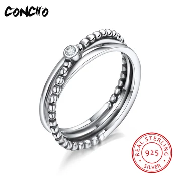 

2018 Time-limited Promotion Bridal Sets Zircon Party Anel Feminino Concho Jewelry 925 Sterling Geometric Rings For Women