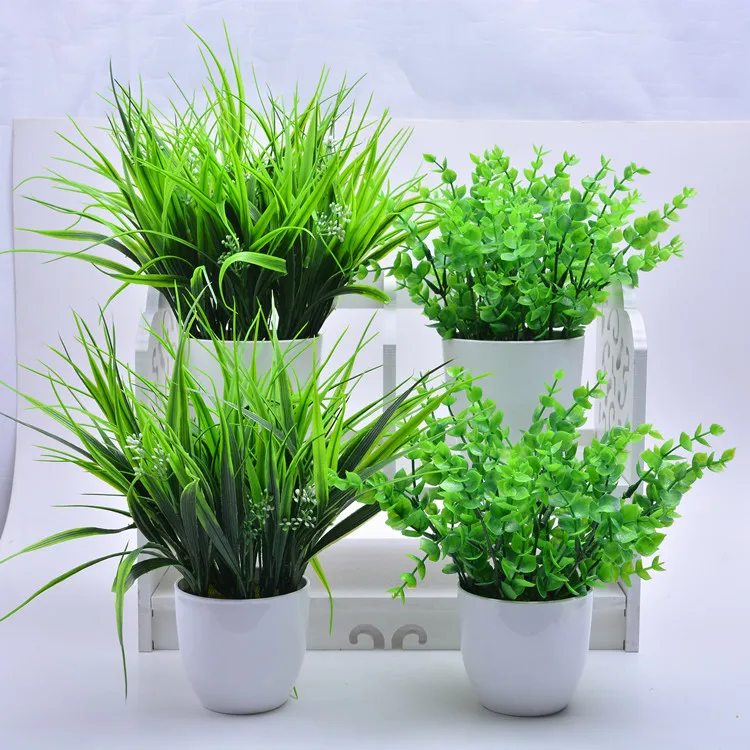 2018 nuevos 5 tipos de hierbas artificiales planta de plástico hierba falsa decoración del hogar flores mejor calidad venta directa por fábrica