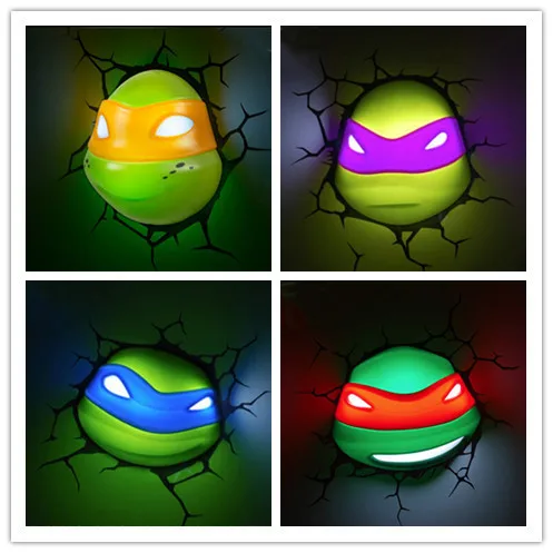 ФОТО Hot Sell Teenage Mutant Ninja Turtles 3D Wall Lamp Amazing Living Room Bedroom Night Light Creative Lampada de parede Xmas Gift