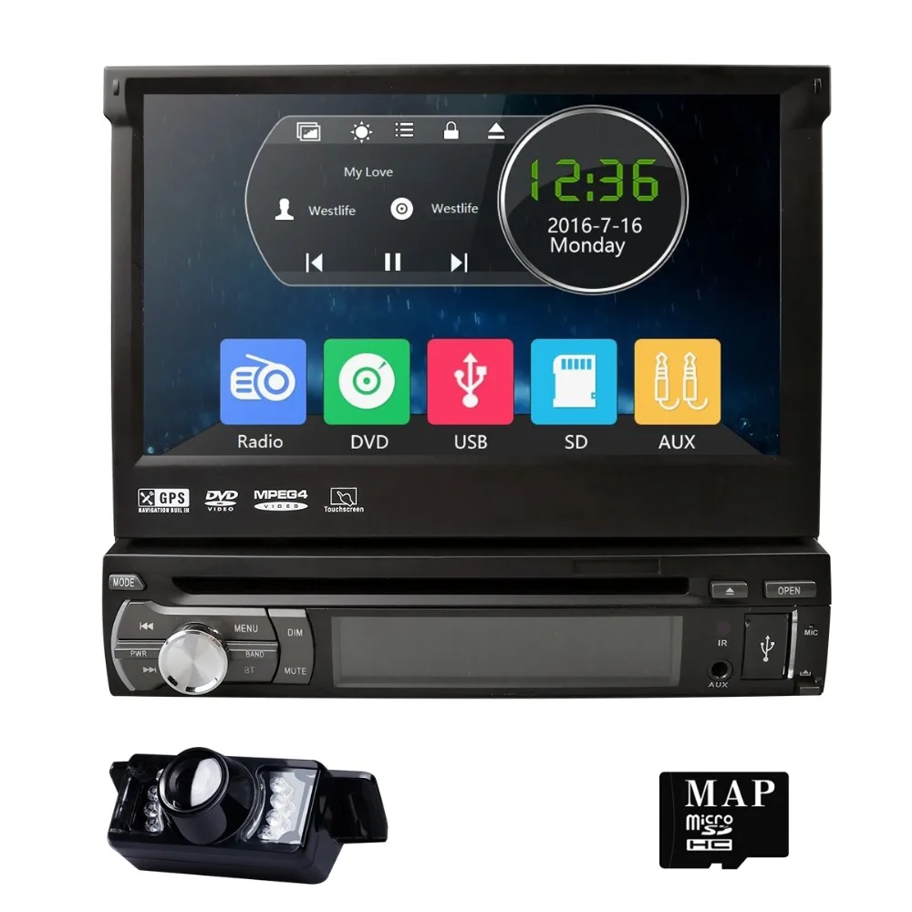 7 дюймов Универсальный 1din Автомобильный dvd плеер gps навигация Авторадио Bluetooth