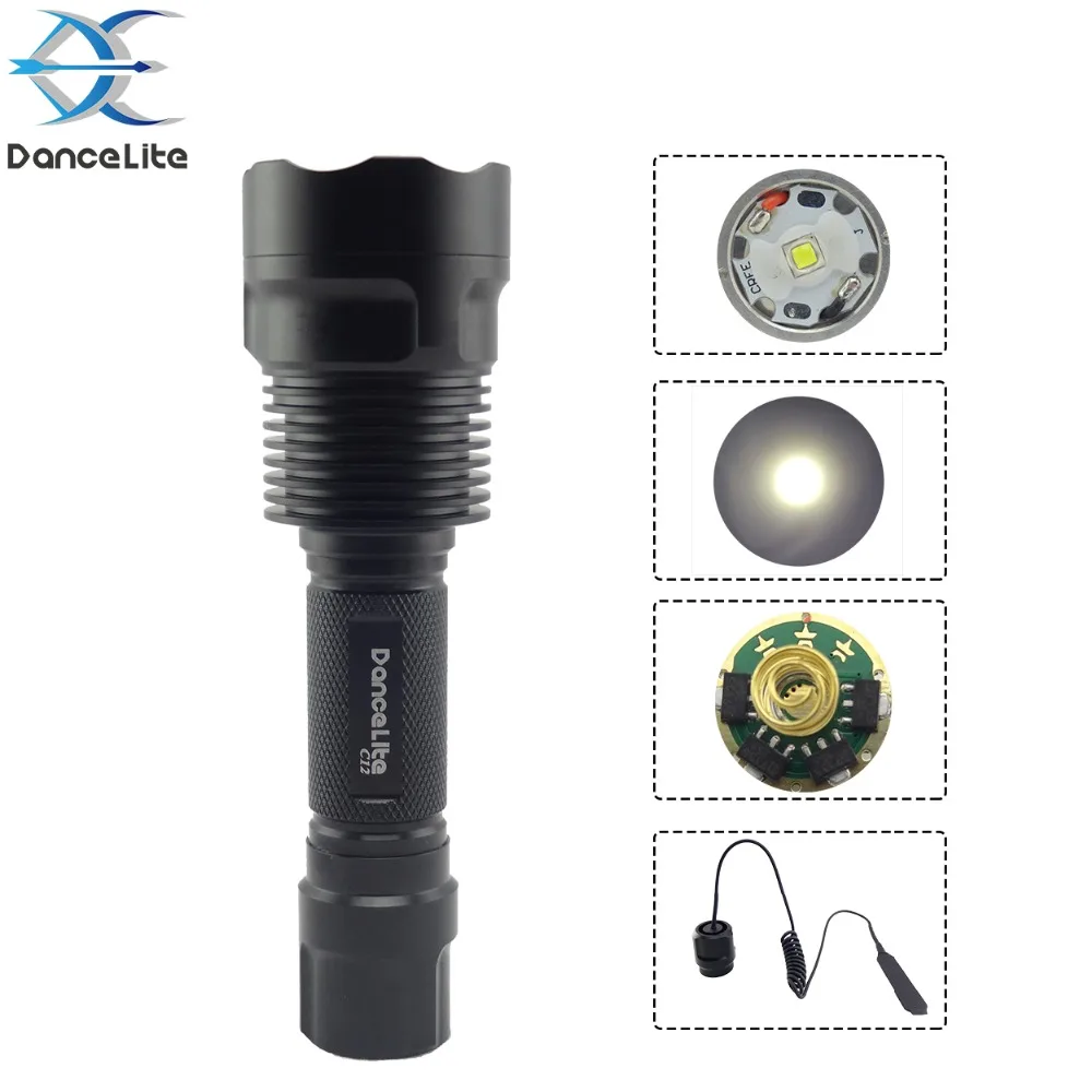 

HIGH POWER ~ DanceLite C12 XM-L2 U3 10xAMC7135 3500mA 1M LED Flashlight (Remote Switch Optional)