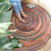 Ручной работы трикотажные хлопковые льняные круглые ковры для гостиной прикроватные Коврики для спальни Индия экспортирует компьютерное кресло круглый коврик