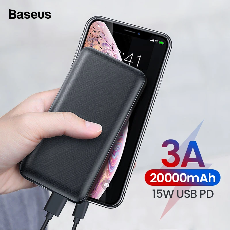 Baseus 20000mAh Power Bank For iPhone Huawei Xiaomi mi 20000 mAh USB C PD Charging Powerbank External Battery Charger PoverBank
