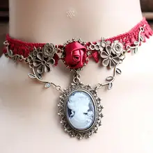 Элегантный Красота Глава Подвеска Винтаж викторианской Кружево колье Цепочки и ожерелья