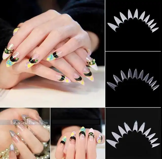 Online 500x False Nail Clear Natural White Point Stiletto 500x False Nail Clear Natural White Point Stiletto French Acrylic Uv Gel Tips