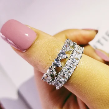 

christmas Fashion Design 925 Silver Couple Rings AAA CZ Stone Engagement Ring Set for Women Wedding Jewelry LR4954S
