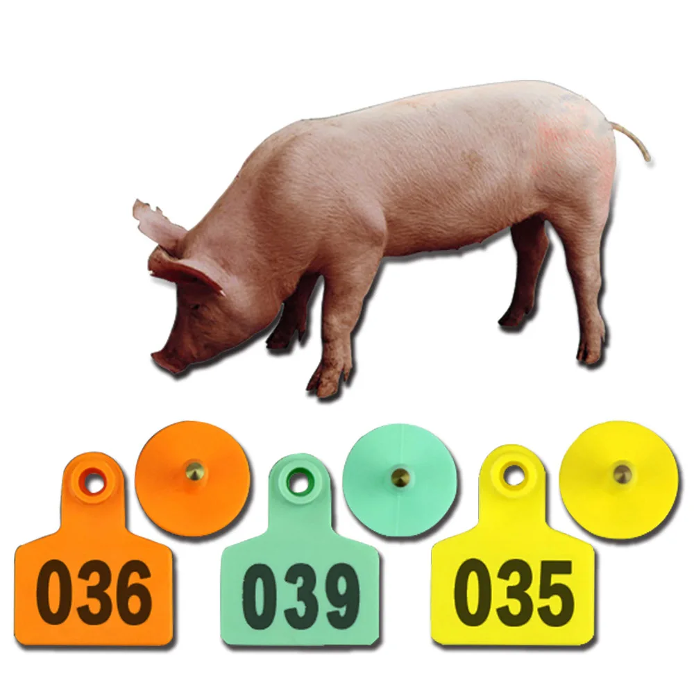 

Ear Tags No.001-500 Plastic Pig Ear Tags Piglet Swine With the Word Marker Tools Hog Sow Identification Farm Animal Supplies