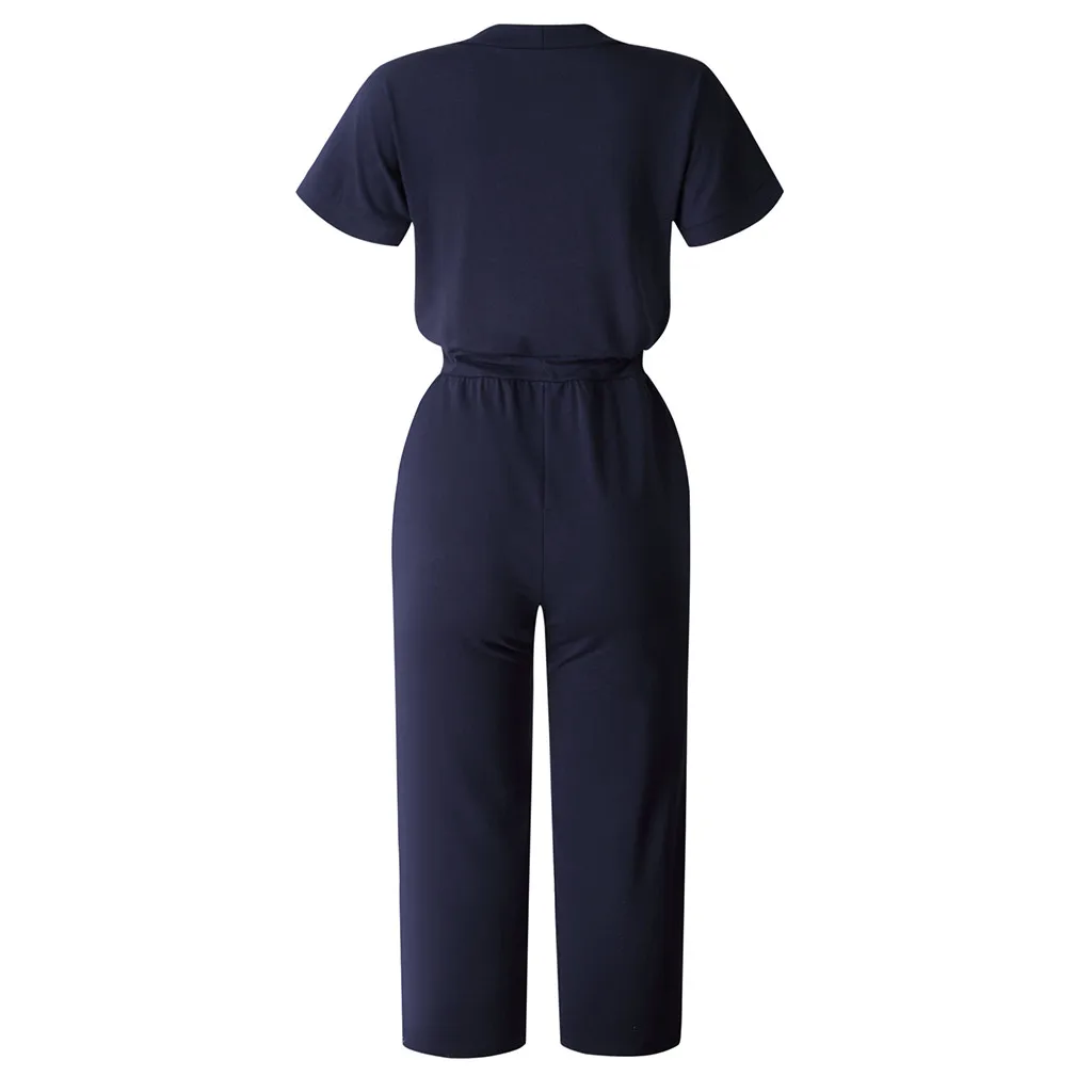 Feitong/, офисный комбинезон, одежда для женщин, Boho, сексуальный, mujer, однотонные женские с короткими рукавами, праздничные Длинные Комбинезоны, комбинезоны, комбинезон#828