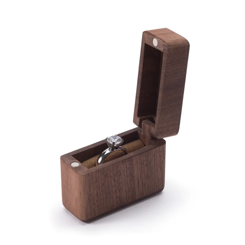 Дорожный маленький деревянный ювелирный упаковочный чехол, портативный органайзер для свадебного кольца для женщин и мужчин, дизайнерская Подарочная коробка для пар, сувенир