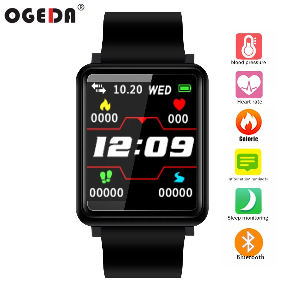 

OGEDA Smart Watch Bracelet Blood Pressure Heart Rate Calorie Monitoring Clock Waterproof Fitness Tracker Fashion Smart Watch