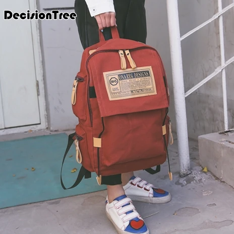 

Backpack Street Trend Campus Boys Canvas Backpack Female Large Capacity Cloth Bag Teenagers Casual Couple Bag Universal ZM204