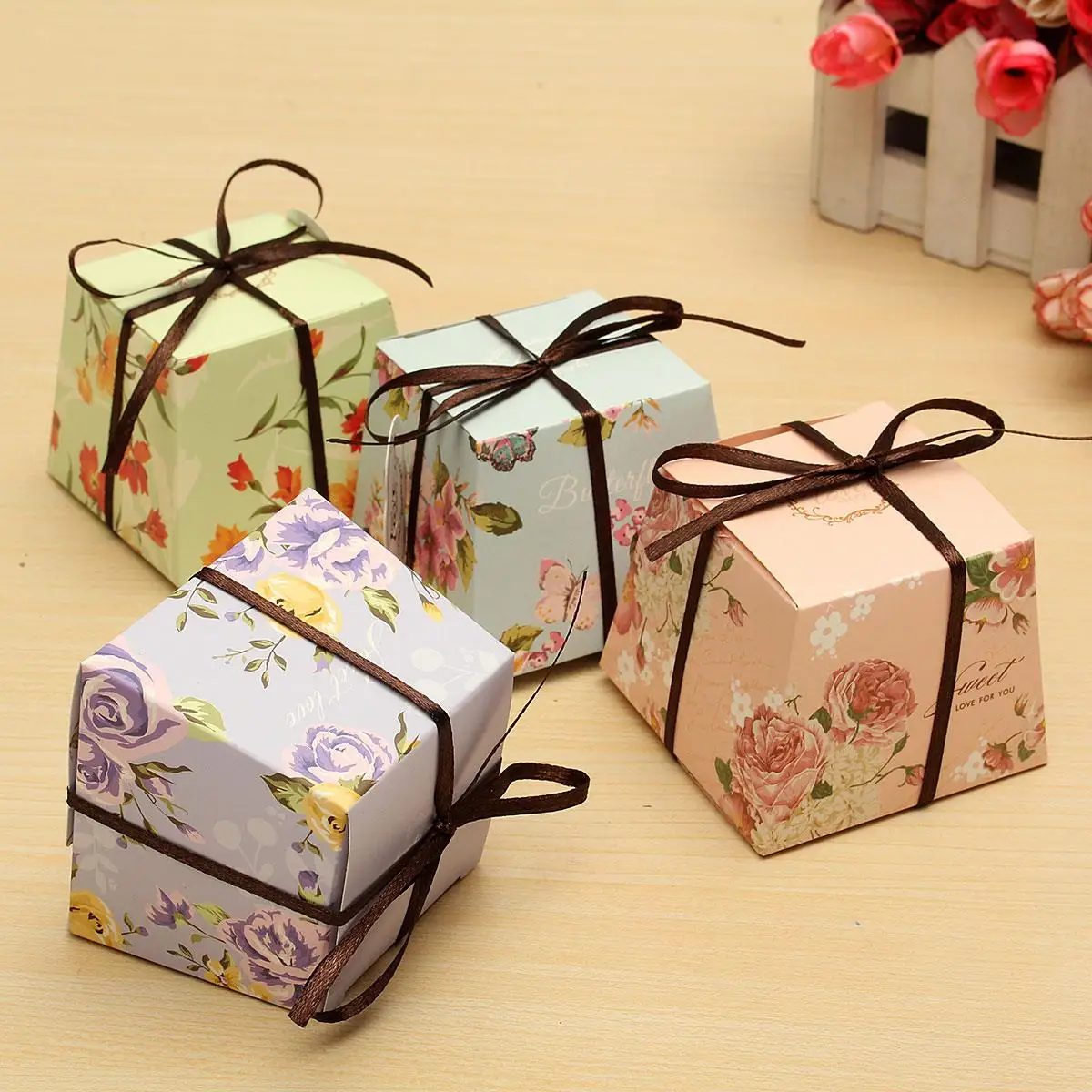 10 Pcs Fl Paper Candy Bo Chocolate Box For Guest Wedding 10 Pcs Fl Paper Candy Bo Chocolate Box For Guest Wedding Favor Baby Shower Gift With Ribborns 4 Styles In Bags Wring Supplies From Home