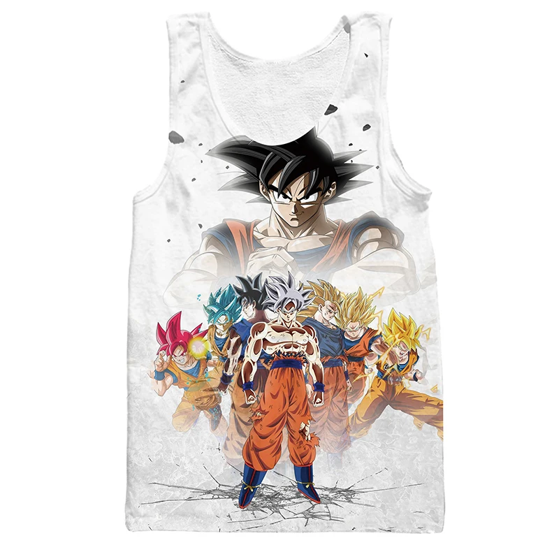 

2019 Dragon Ball Z Mens Summer Tank Tops Super Saiyan Broly Son Goku Vegeta Vegetto Bodybuilding Vest Fitness Jersey