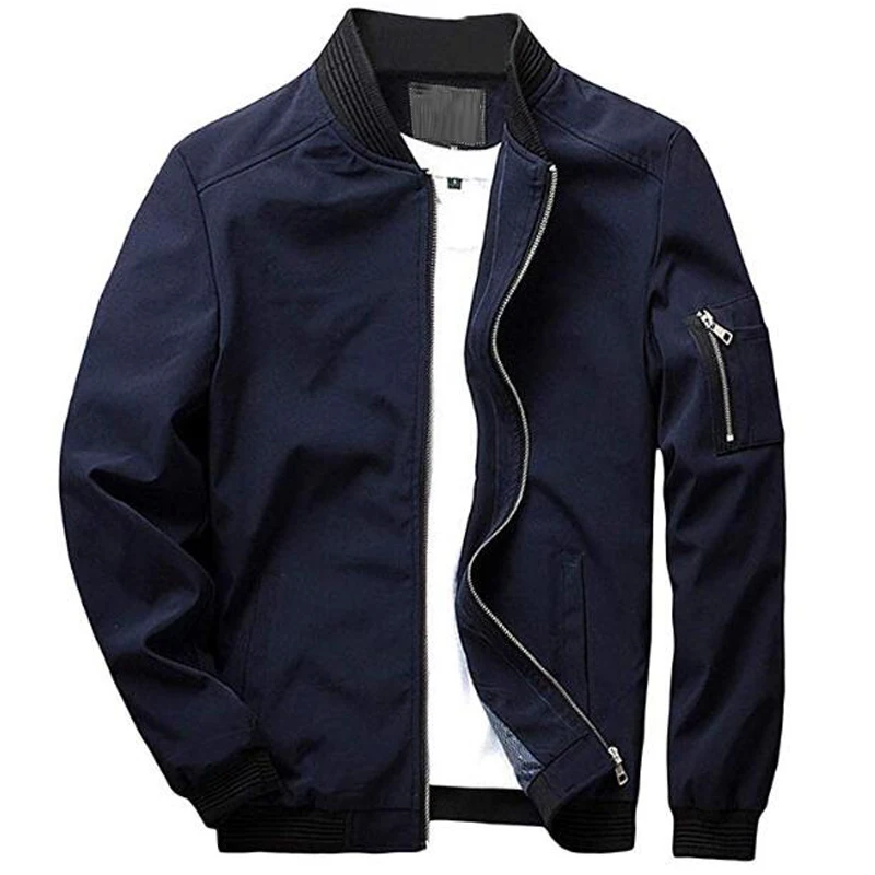 

Brand New Jacket Men Casual Spring Autumn Slim Fit Softshell Flight Bomber Jackets Mens O-Neck Lightweight Coats 5XL Clothes