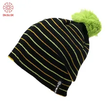 Модные Лыжные шапки в полоску, зимние теплые шерстяные шапки для сноуборда для мужчин и женщин, высококачественные женские шапки-бини