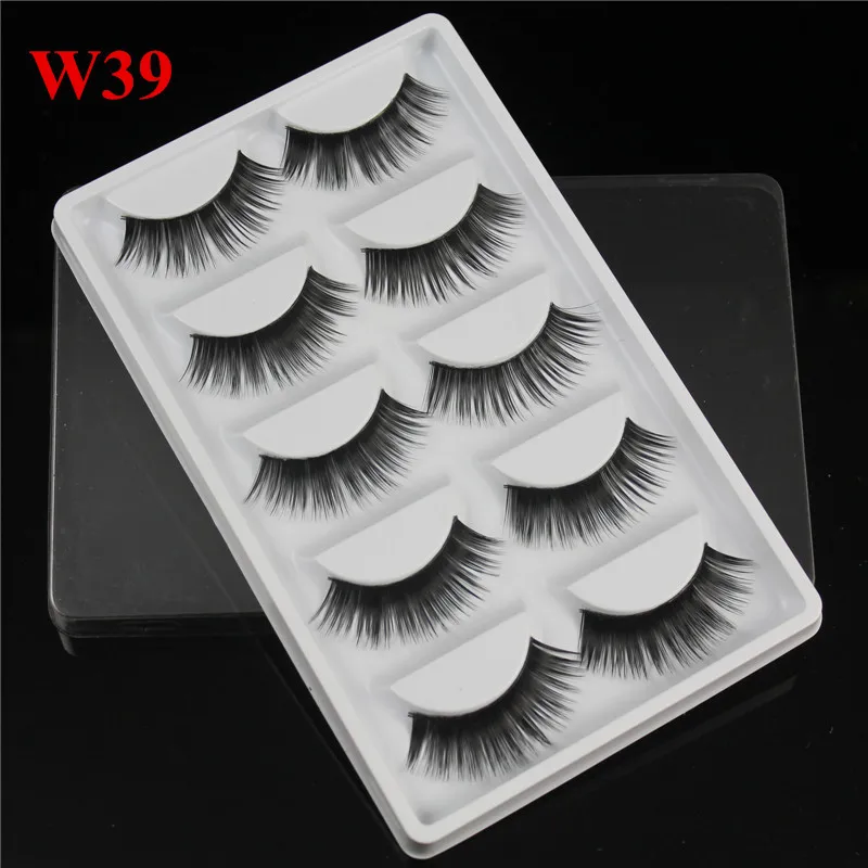 

5 pairs thick False eyelashes long fake eyelash full strip lashes makeup fashion eyelashes extensions W39 with model show